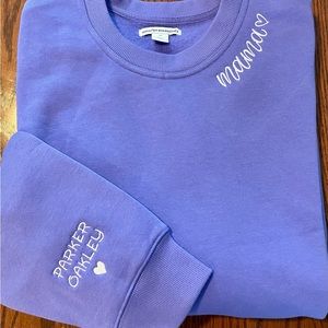 Embroidered sweatshirt crewneck personalized mama bride nana Mr and Mrs Gigi MTO